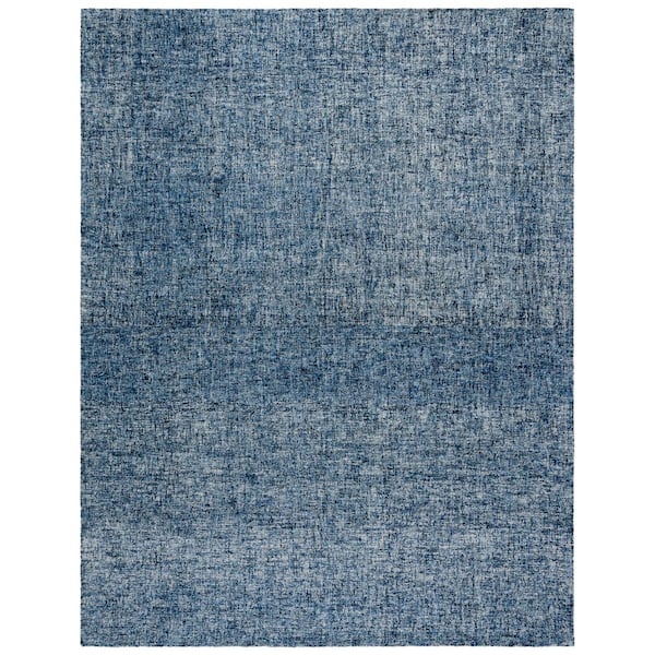 Abstract 9 ft. x 12 ft. Blue/Ivory Solid Color Abstract Area Rug