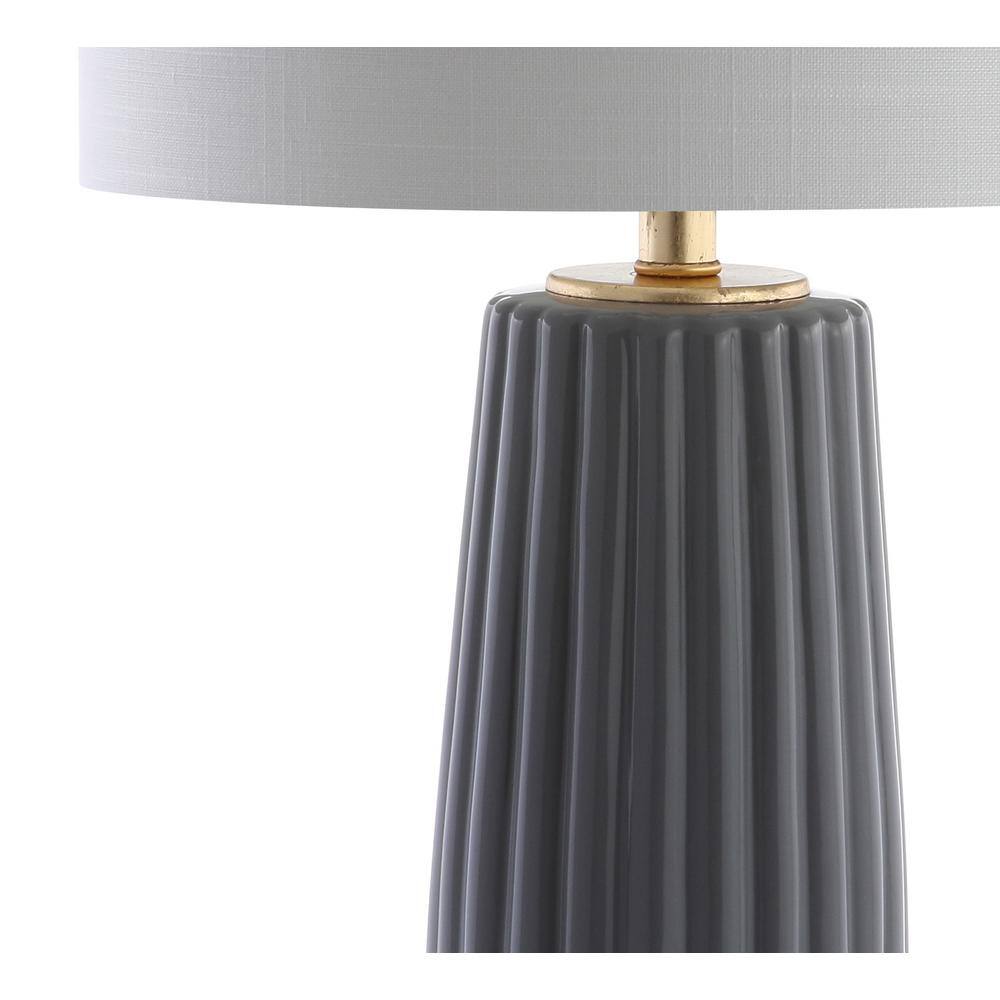 Roman 28.5" White Ceramic LED Table Lamp with Linen Shade