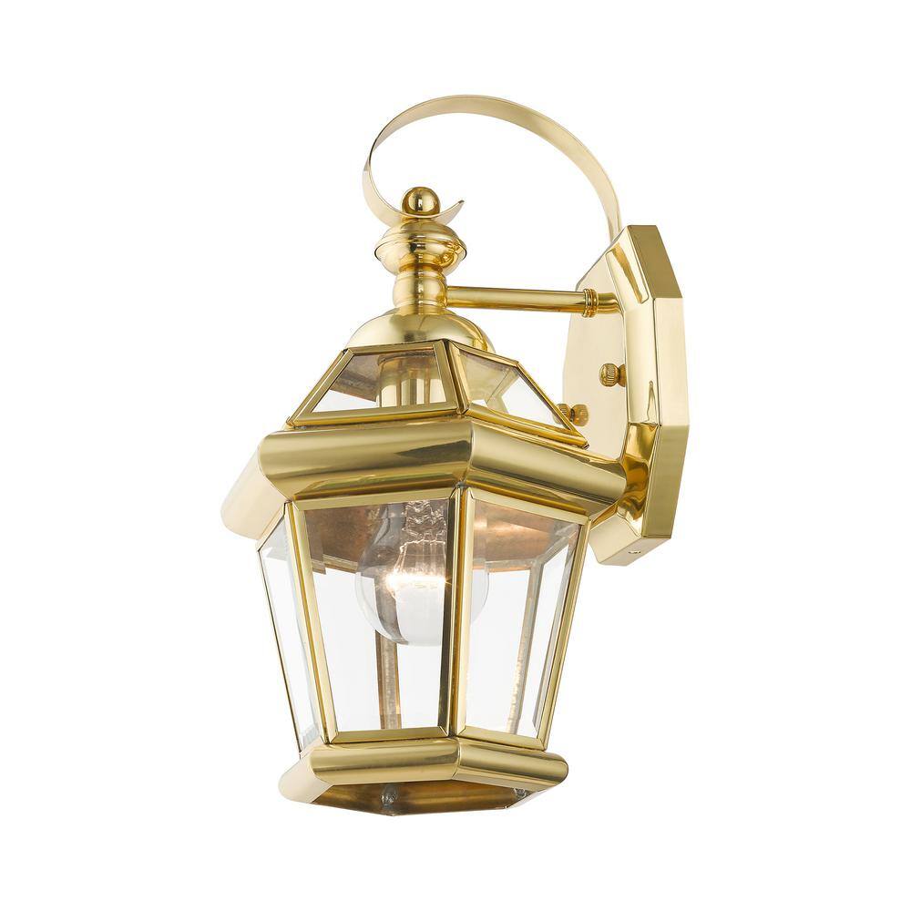 Georgetown Polished Brass Dimmable Wall Lantern with Clear Glass