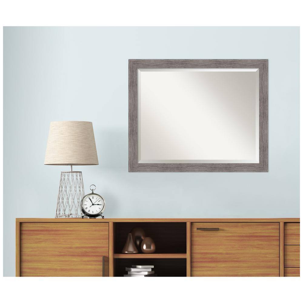 Pinstripe Plank Gray Sleek Rectangular Vanity Wall Mirror