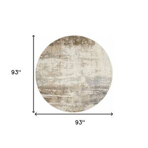 8' Round Tan and Ivory Abstract Area Rug