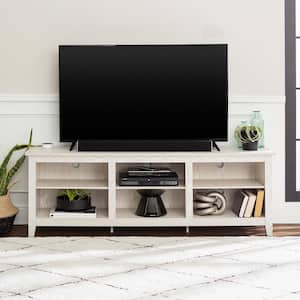 Columbus 70 in. White Wash Wood TV Stand 70 in. with Adjustable Shelves