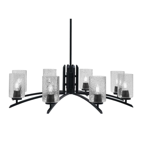 Unbranded Siena 34 in. 8 Light Matte Black Chandelier with Smoke Bubble Glass Shades