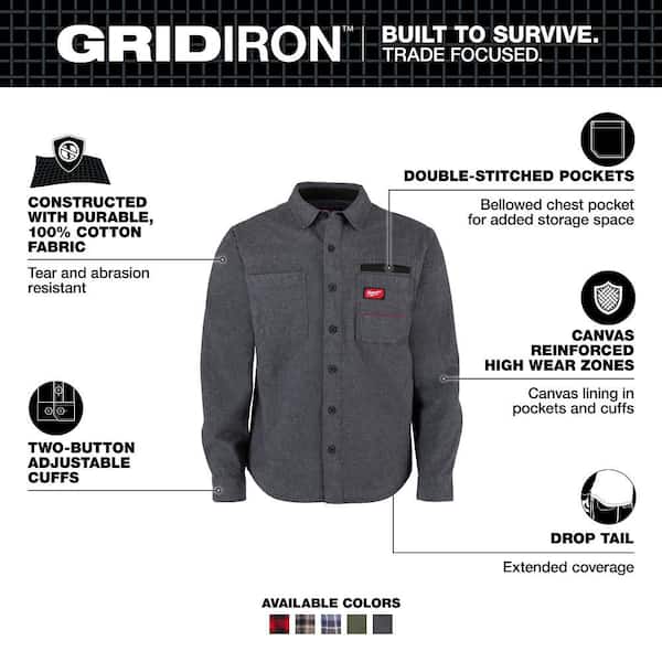 Men's X-Large Gray GRIDIRON Flannel Shirt