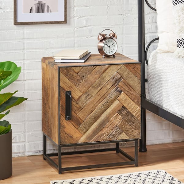 Noble House Burdine 0-Drawer Natural Nightstand 22.75 in. x 17.5 in. x 14 in.