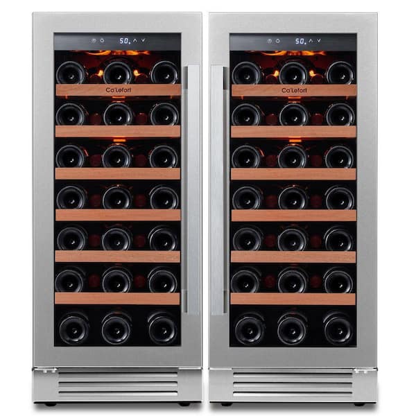 30 in. Dual Zone Built-in /Freestanding Cellar Cooling 66-Bottle Wine Cooler Side-By-Side Fridge in Stainless Steel