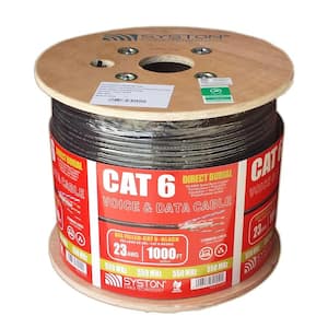 Cat 6 Outside Burial/Aerial 1000 ft. Black 23-4 Gel Filled Twisted Pair Cable