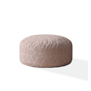 Pink Canvas Round Pouf 20 in. x 24 in. x 24 in. Ottoman