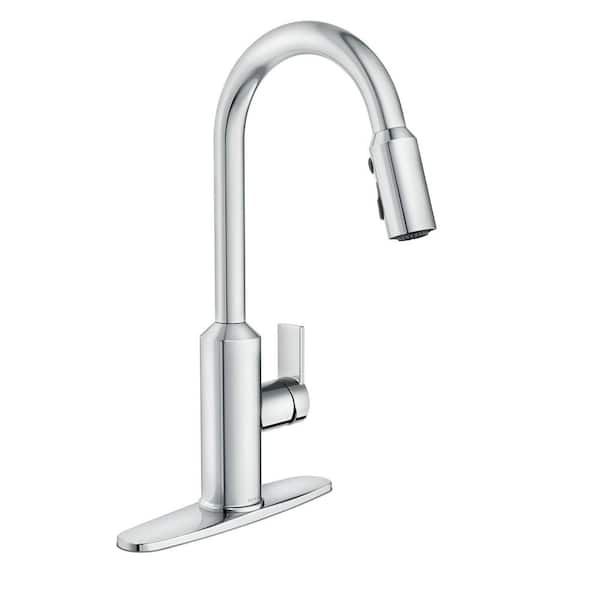 Meena Chrome 15.94 in. H Pull Down Sprayer Kitchen Faucet with 360 Degree Spout Swivel and Power Boost