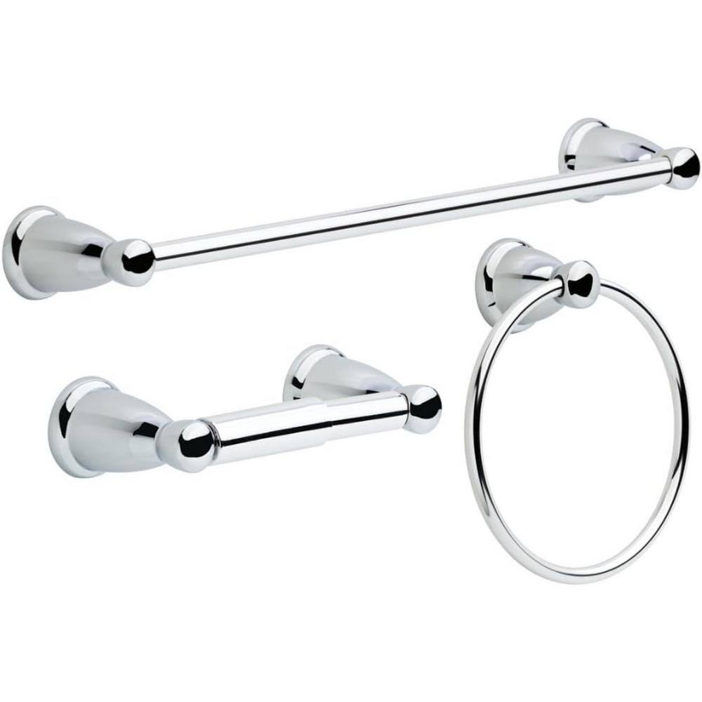 26 in. Wall Mounted, Towel Bar in Polished Chrome, 3-Piece price history on PriceWatchPro