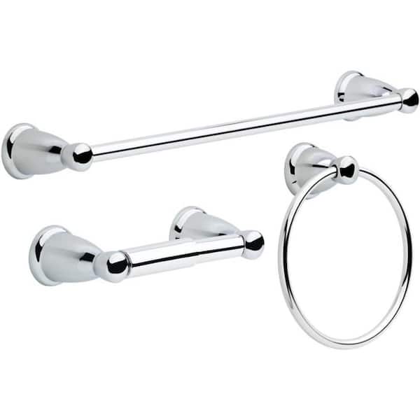 Dyiom 26 in. Wall Mounted, Towel Bar in Polished Chrome, 3-Piece