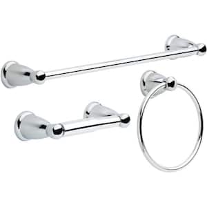 26 in. Wall Mounted, Towel Bar in Polished Chrome, 3-Piece