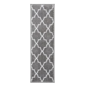 Trellisville Collection Gray 9 in. x 28 in. Polypropylene Stair Tread Cover (Set of 4)