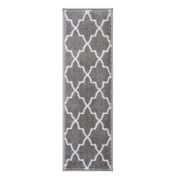 SUSSEXHOME Trellisville Collection Gray 9 in. x 28 in. Polypropylene Stair Tread Cover (Set of 7)