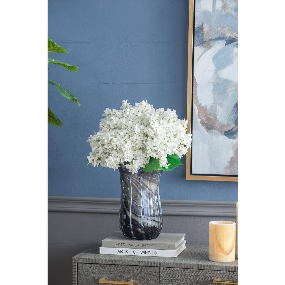 White Faux Hydrangea Tabletop Topiary Set