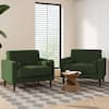 Uixe Mid-Century Modern Green Corduroy Fabric Upholstery Arm Chair with Wood Legs (Set of 2) SF0005-GN-2