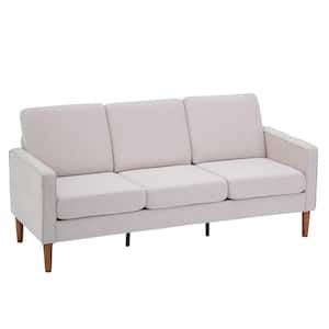 71 in. Square Arm 3-Seater Sofa in Beige
