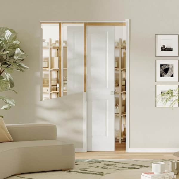 TENONER 30 in. x 80 in. 2-Panel Hollow Core White Primed Pine Wood