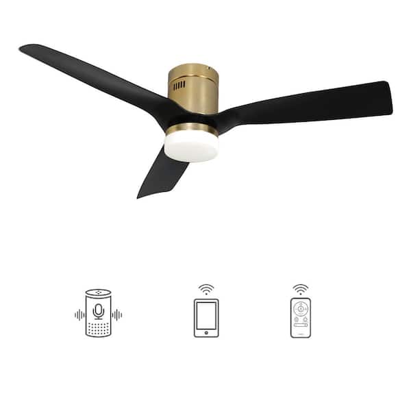 CARRO Striver 52 in. Indoor/Outdoor Gold Smart Ceiling Fan, Dimmable LED Light and Remote, Works with Alexa/Google Home/Siri