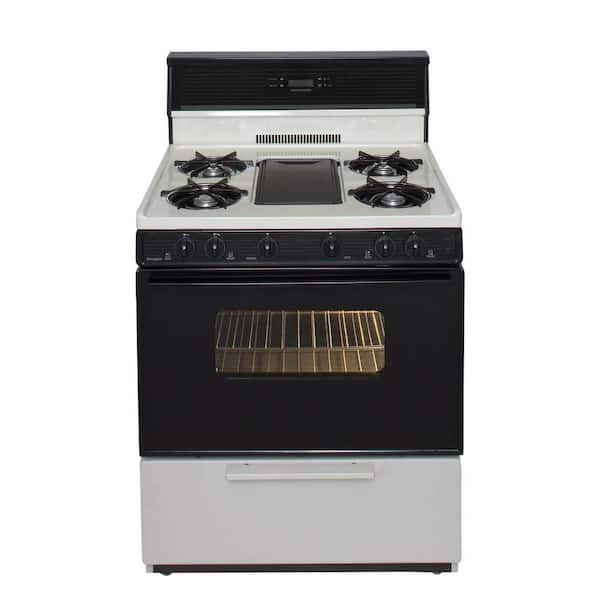 Premier 30 in. 3.91 cu. ft. Freestanding Gas Range with 5th Burner and Griddle Package in Biscuit