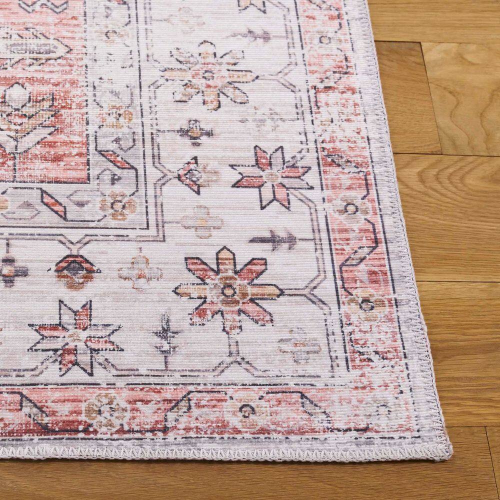 Arizona Beige and Rust 9' x 12' Synthetic Washable Area Rug