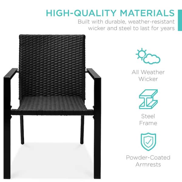 Best Choice Products Set of 2 Stackable Black Wicker Chairs with 