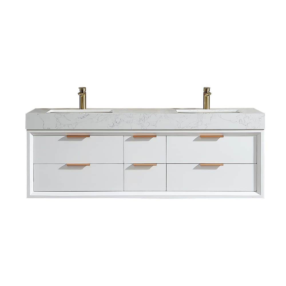 60 in. Double Sink Floating White Bath Vanity with White Porcelain Top price history on PriceWatchPro