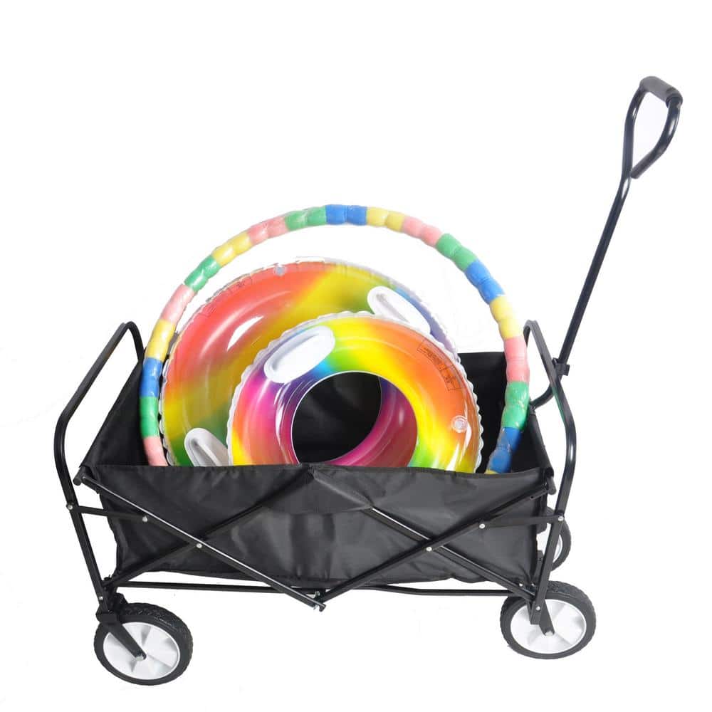 2.4 cu. ft. Black Steel Garden Cart