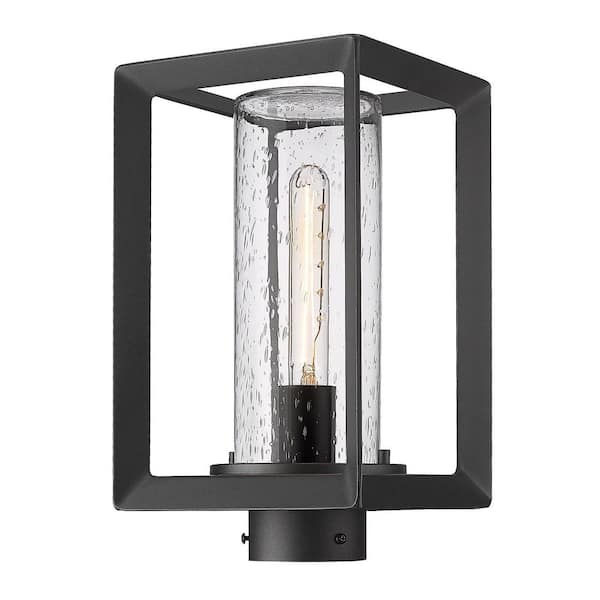 Smyth 1-Light Natural Black Aluminum Hardwired Outdoor Weather Resistant Post Light with No Bulbs Included