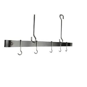 Handcrafted 36 in. Offset Hook Ceiling Bar with 6-Hooks Stainless Steel