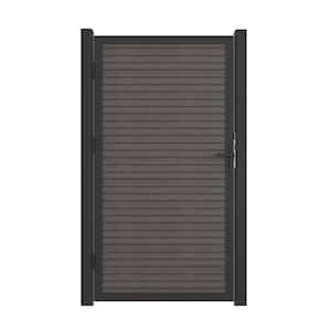 40.66 in. x 75.19 in. UltraEasy Argentinian Silver Gray Composite Board-on-Board Fence Gate Kit with Black Frame