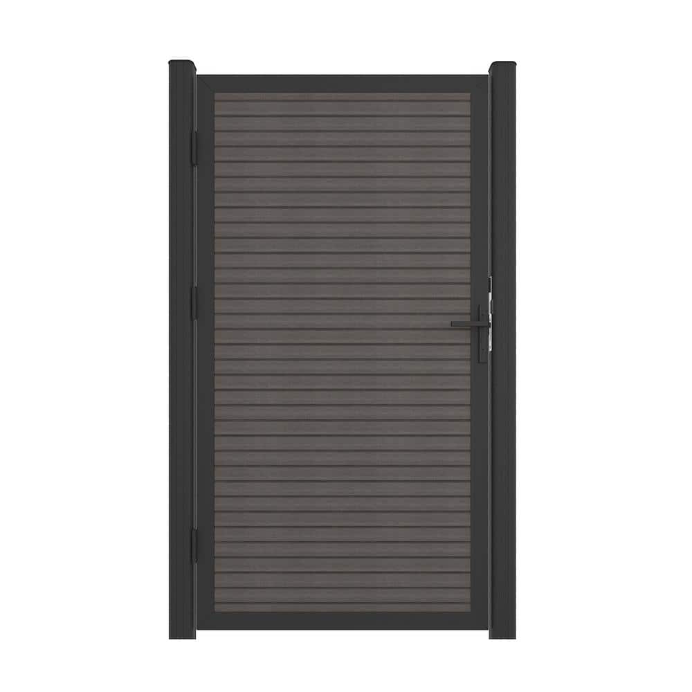 38.25 in. x 71.62 in. UltraEasy Argentinian Silver Gray Composite Board-on-Board Fence Gate Kit with Black Frame price history on PriceWatchPro