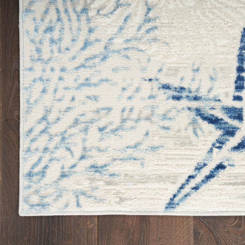 Pompeii Ivory Gray Blue Coastal Synthetic 4' x 6' Area Rug