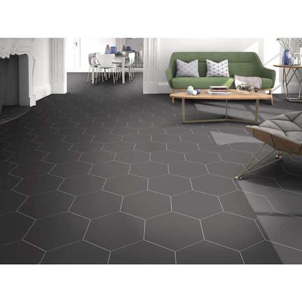 Rhythm Black 11.22 in. x 12.95 in. Matte Stone Look Porcelain Floor and Wall Tile (10.752 sq. ft./Case)