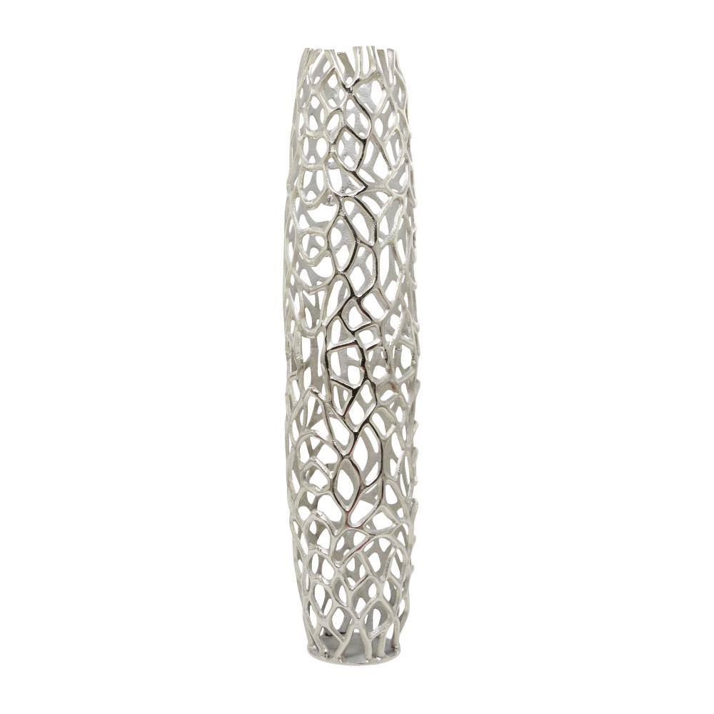 Litton Lane 40 in. Silver Aluminum Metal Coral Decorative Litton Lane 40 in. Silver Aluminum Metal Coral Decorative
