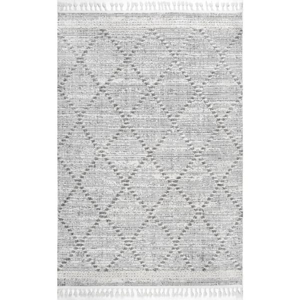 Skylar Textured Cable Trellis Tassel Beige 10 ft. x 14 ft. Indoor Area Rug