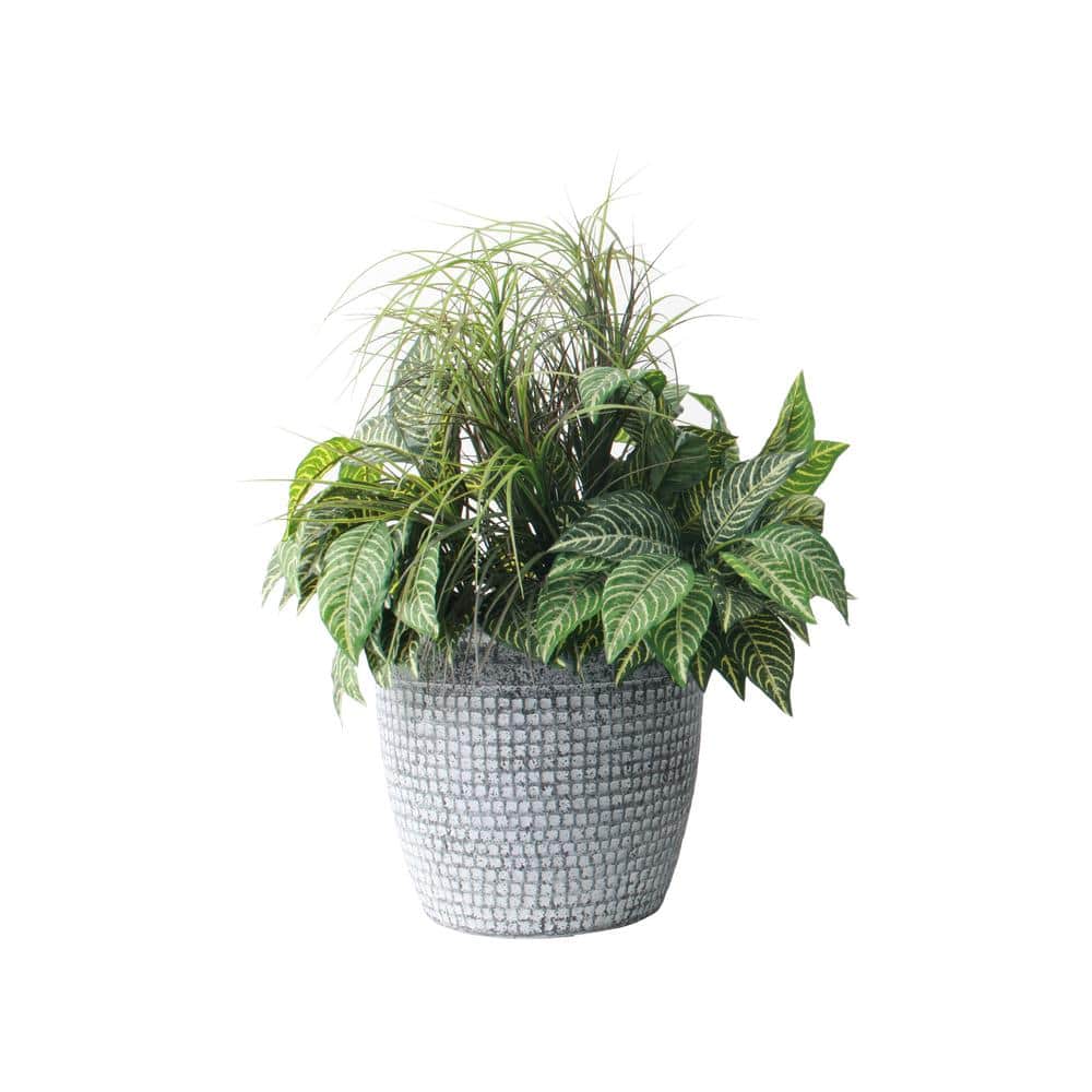 Acerra 16" Gray Stone and Resin Mosaic Outdoor Planters (2-Pack)
