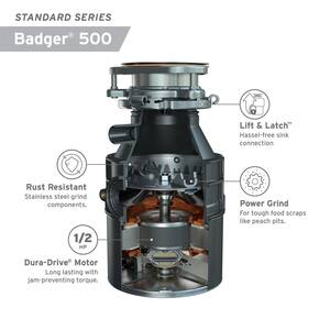 Badger 500 Lift & Latch Standard Series 1/2 HP Continuous Feed Garbage Disposal