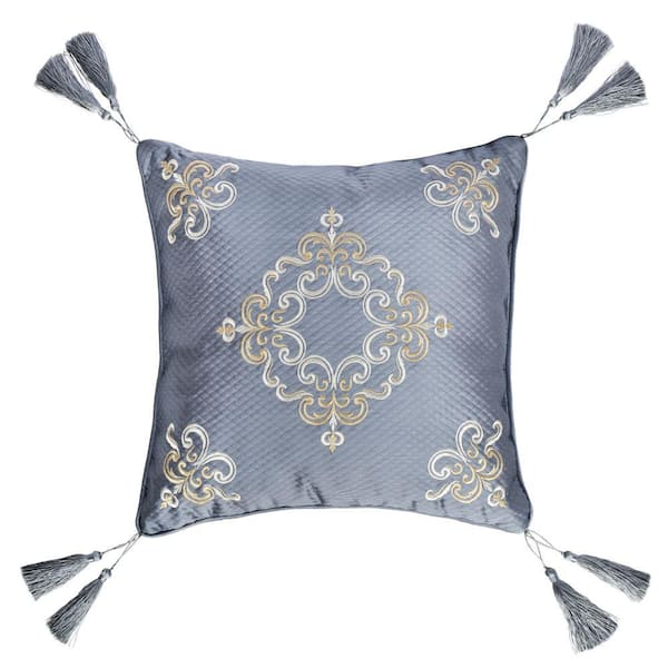 J QUEEN NEW YORK INC Del Toro Polyester 18 in. Square Embellished Decorative 18 in. x 18 in. Throw Pillow