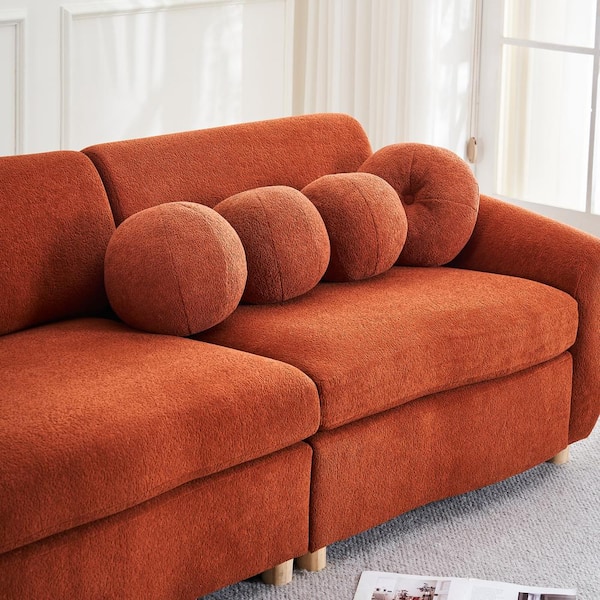 橙色のソファー Z-joyee 84.6 in Wide Round Arm Chenille Rectangle Modern