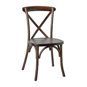 Mahogany Wood Cross Back Chairs (Set of 2)