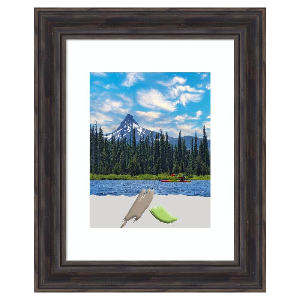 Rustic Pine Brown Distressed Wood Narrow Wall Picture Frame