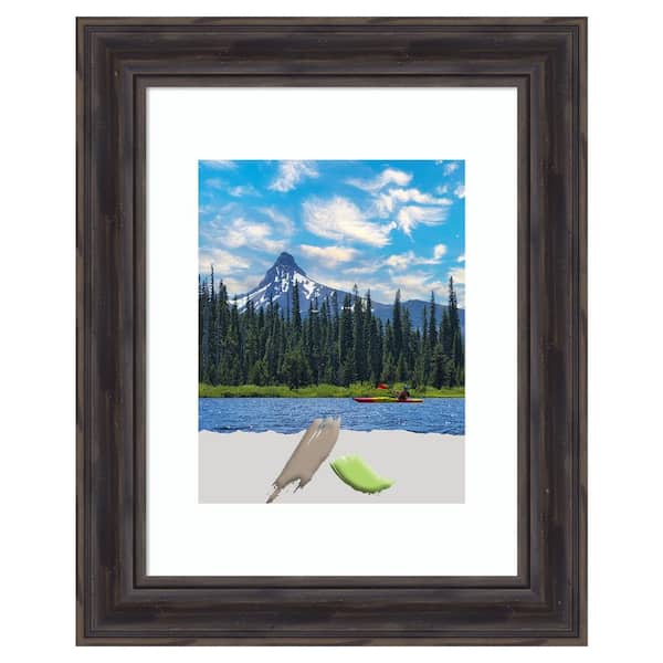 Amanti Art Rustic Pine Brown Narrow Wood Picture Frame Opening Size 11 x 14 in. (Matted To 8 x 10 in.)