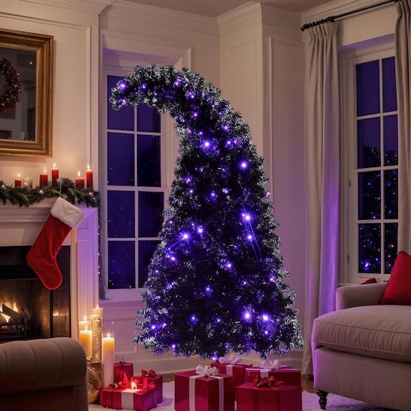 6 ft. Artificial Christmas Tree, Prelit Halloween Xmas Tree with 250-Lights, Seasonal Holiday Decoration