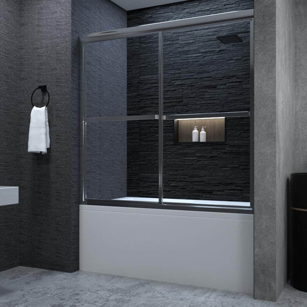 59'' Chrome Framed Sliding Tub Door with Clear Glass