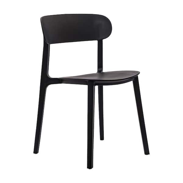 Dover Black with Curved Backrest Indoor-Outdoor Stacking Patio Chair in Black