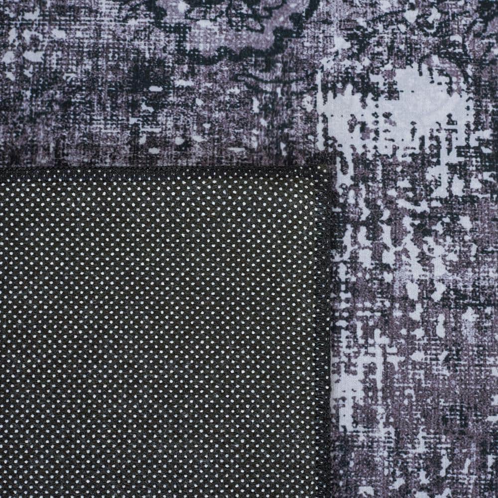 Tucson Black & Grey Non-Slip Washable Square Area Rug, 6' x 9'