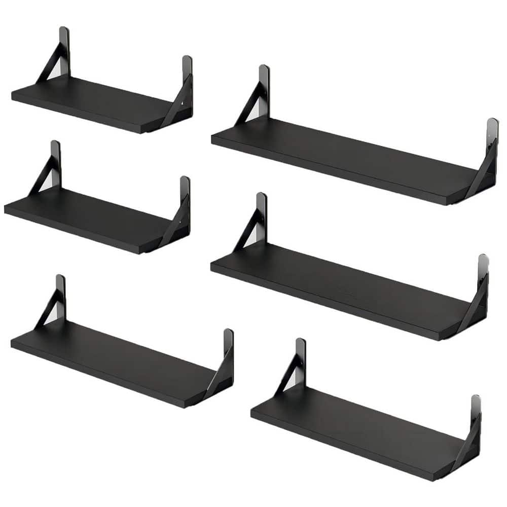 16.5 in. W x 4.7 in. D Black Floating Shelves Decorative Wall Shelf (Set of