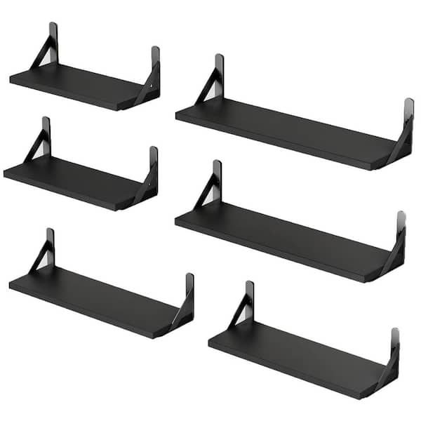 Unbranded 16.5 in. W x 4.7 in. D Black Floating Shelves Decorative Wall Shelf (Set of 6)