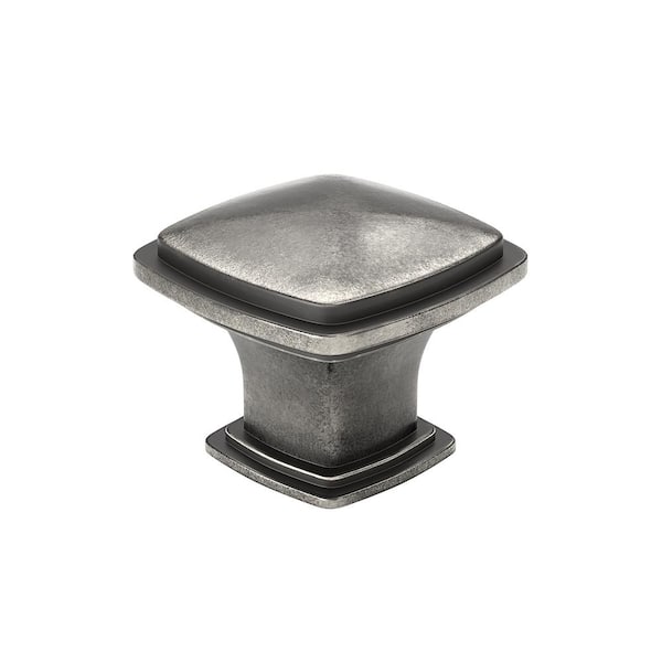 Charlemagne Collection 1-1/4 in. (31 mm) Classic Pewter Square Cabinet Knob